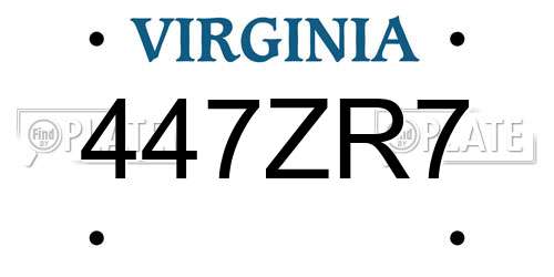 447ZR7 Virginia License Plate