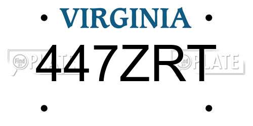 447ZRT Virginia License Plate