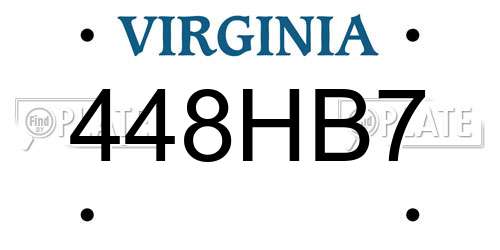 448HB7 Virginia License Plate