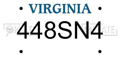 448SN4 Virginia License Plate