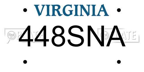 448SNA Virginia License Plate
