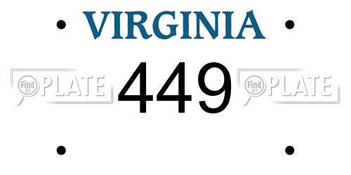 449 Virginia License Plate