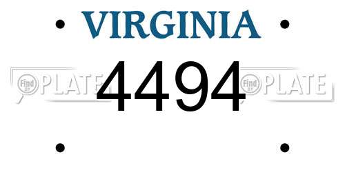 4494 Virginia License Plate