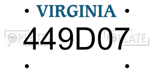 449D07 Virginia License Plate