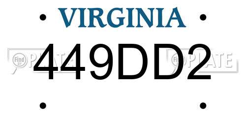 449DD2 Virginia License Plate