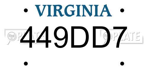 449DD7 Virginia License Plate