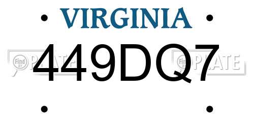 449DQ7 Virginia License Plate