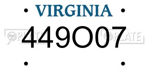 449O07 Virginia License Plate