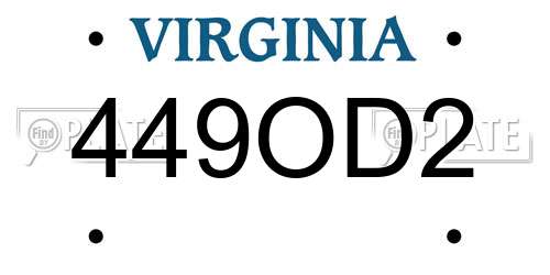 449OD2 Virginia License Plate