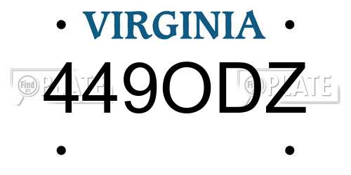 449ODZ Virginia License Plate