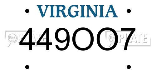 449OO7 Virginia License Plate
