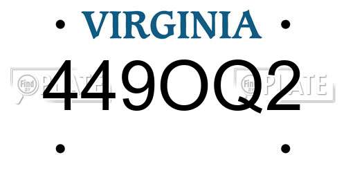 449OQ2 Virginia License Plate