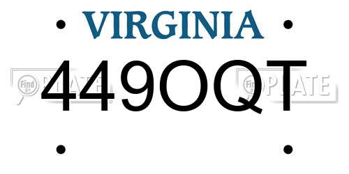 449OQT Virginia License Plate
