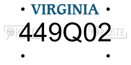 449Q02 Virginia License Plate