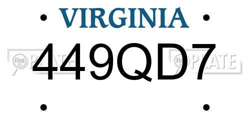449QD7 Virginia License Plate