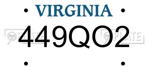 449QO2 Virginia License Plate