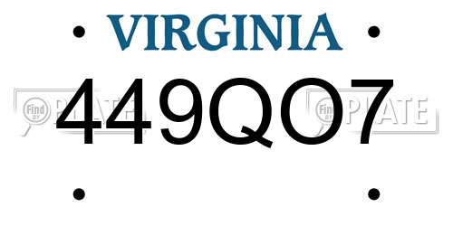 449QO7 Virginia License Plate