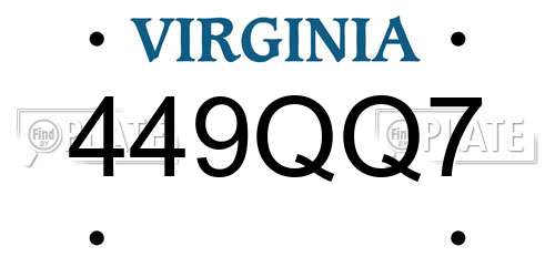 449QQ7 Virginia License Plate