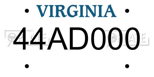 44AD000 Virginia License Plate