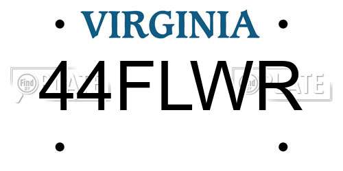 44FLWR Virginia License Plate