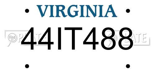 44IT488 Virginia License Plate