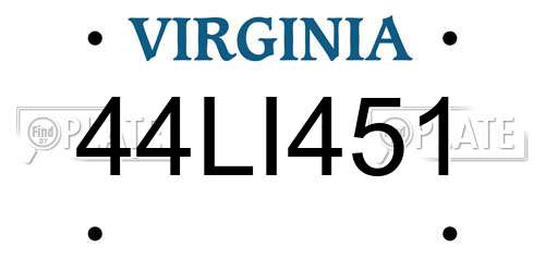 44LI451 Virginia License Plate
