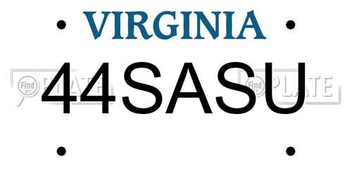 44SASU Virginia License Plate