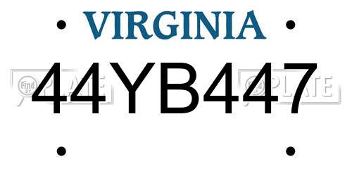 44YB447 Virginia License Plate