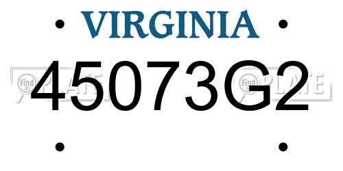 45073G2 Virginia License Plate