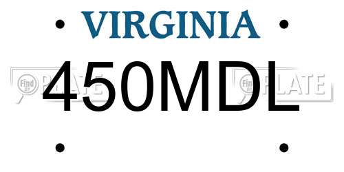 450MDL Virginia License Plate