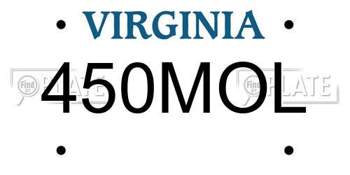 450MOL Virginia License Plate