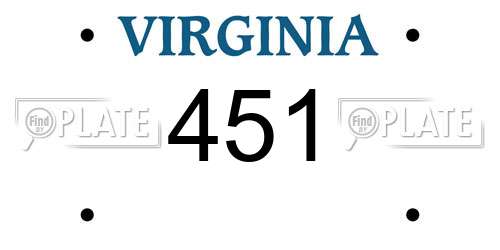 451 Virginia License Plate