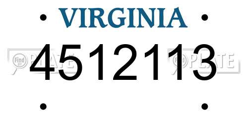 4512113 Virginia License Plate