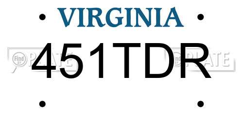 451TDR Virginia License Plate