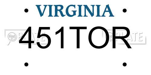 451TOR Virginia License Plate