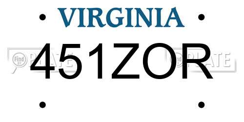 451ZOR Virginia License Plate