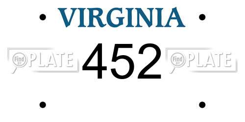 452 Virginia License Plate