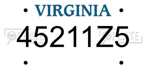 45211Z5 Virginia License Plate