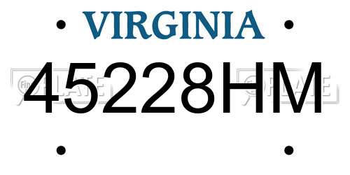 45228HM Virginia License Plate