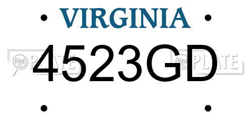 4523GD Virginia License Plate