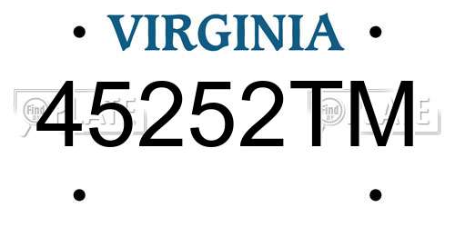 45252TM Virginia License Plate