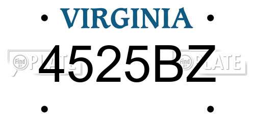 4525BZ Virginia License Plate