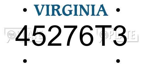 45276T3 Virginia License Plate