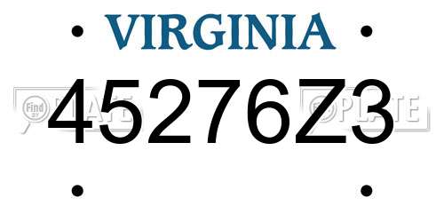 45276Z3 Virginia License Plate