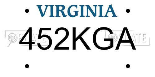 452KGA Virginia License Plate