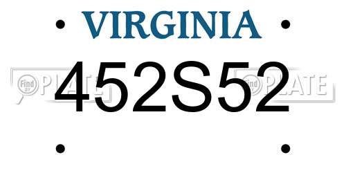 452S52 Virginia License Plate