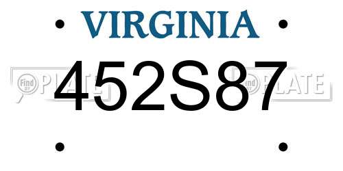 452S87 Virginia License Plate