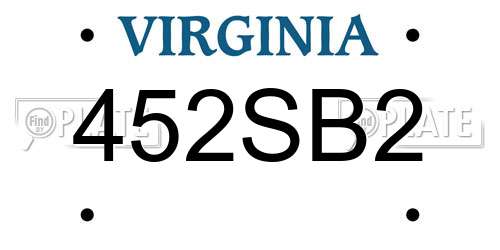 452SB2 Virginia License Plate