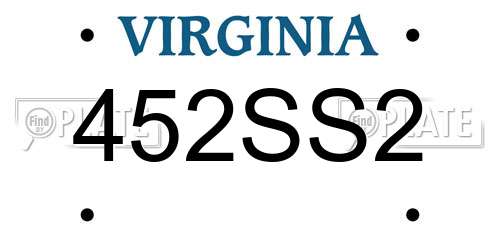 452SS2 Virginia License Plate