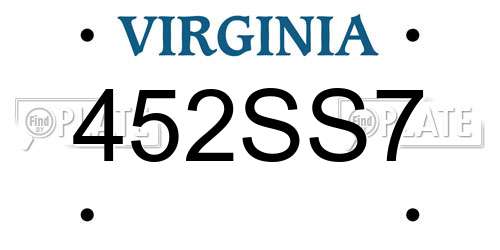 452SS7 Virginia License Plate